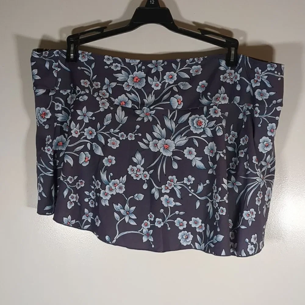 Motherhood Maternity Two Piece Swimsuit Grey Blue Floral Size Large